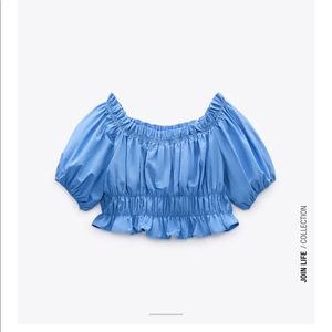 Zara Blue Puff Sleeve Top